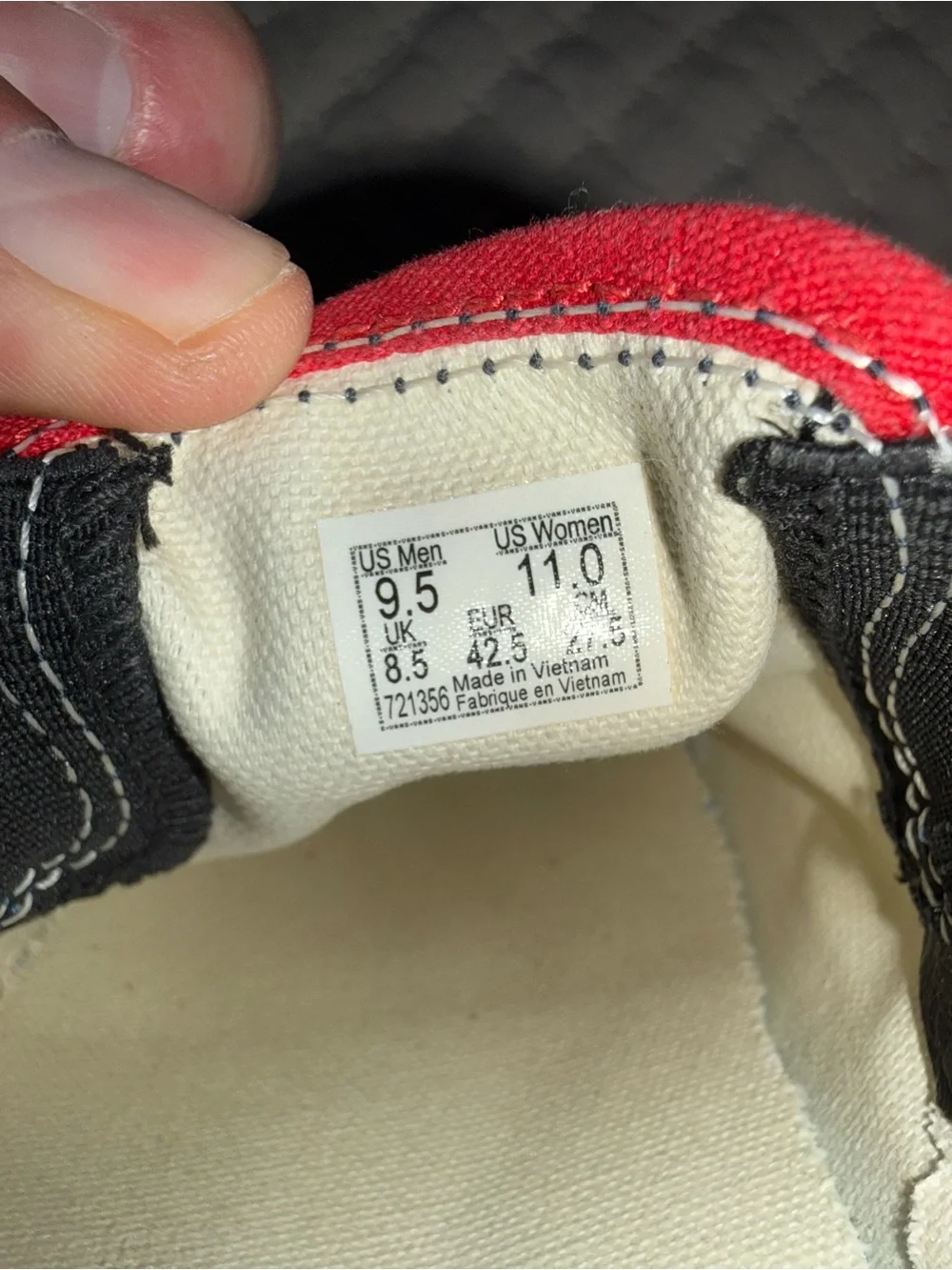 Vans custom Slip-On in Navy and Light Blue with Red Trim and Gum Sole